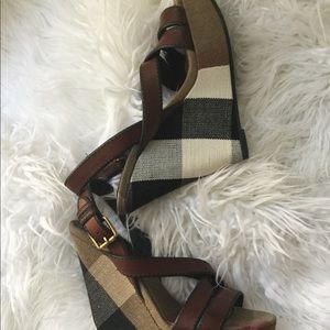 Burberry Warlow Wedge Sandals Size 38/UK 5